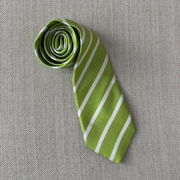 Gianfranco Ferre Green Striped 100% Silk Tie - Picture 1 of 3